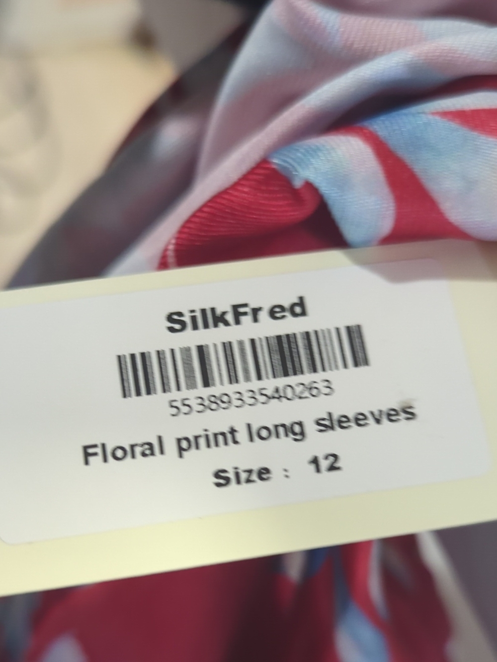 Silk Fred Floral Print Long Sleeve Dress in Red